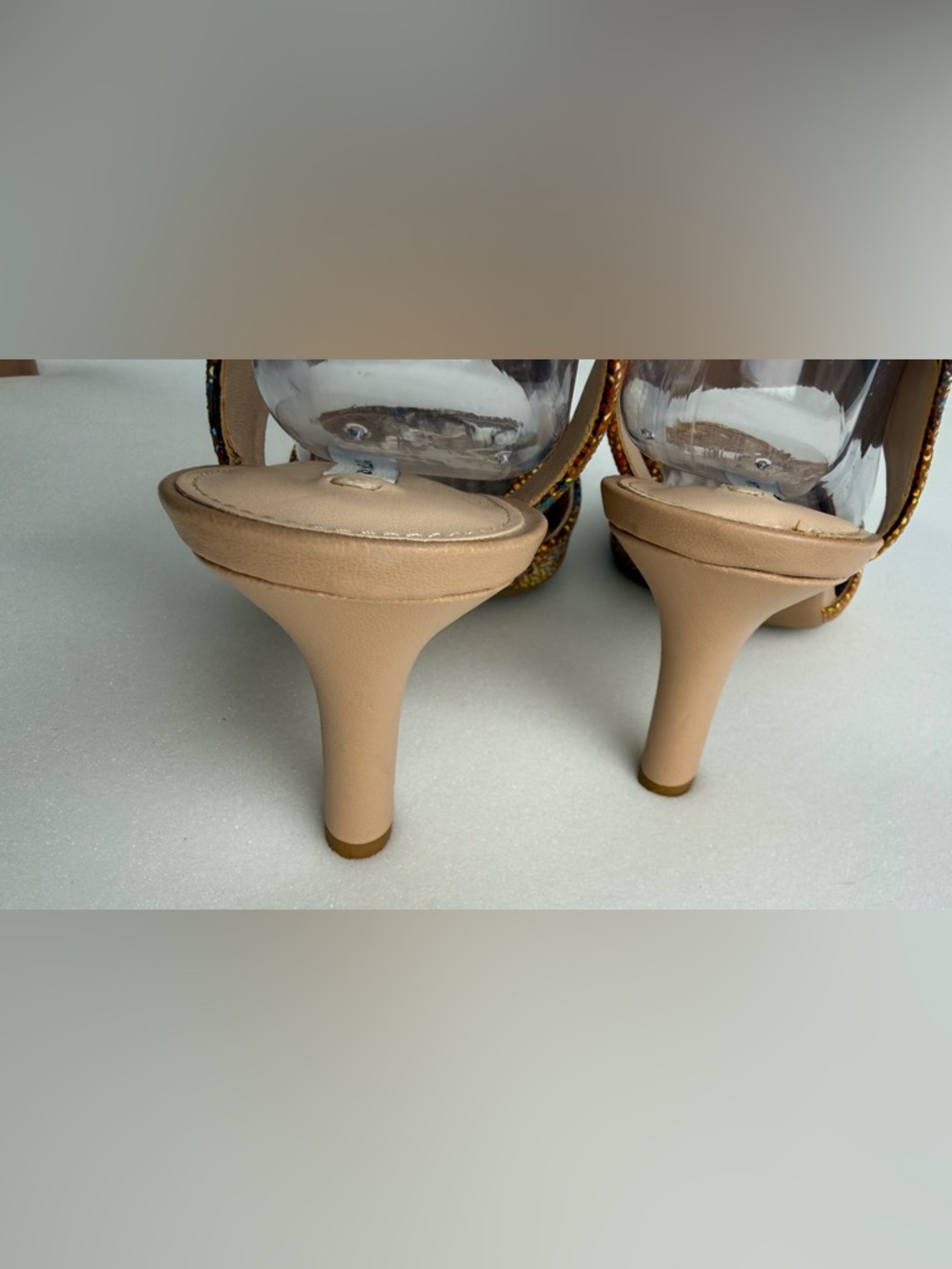 Alex Marie Mosaic Leather Multicolored Buckle Mid-Height Heeled Sandal Size 7.5M - Picture 4 of 9